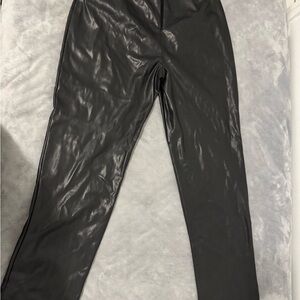 Blue Blush Black Faux Leather Pants